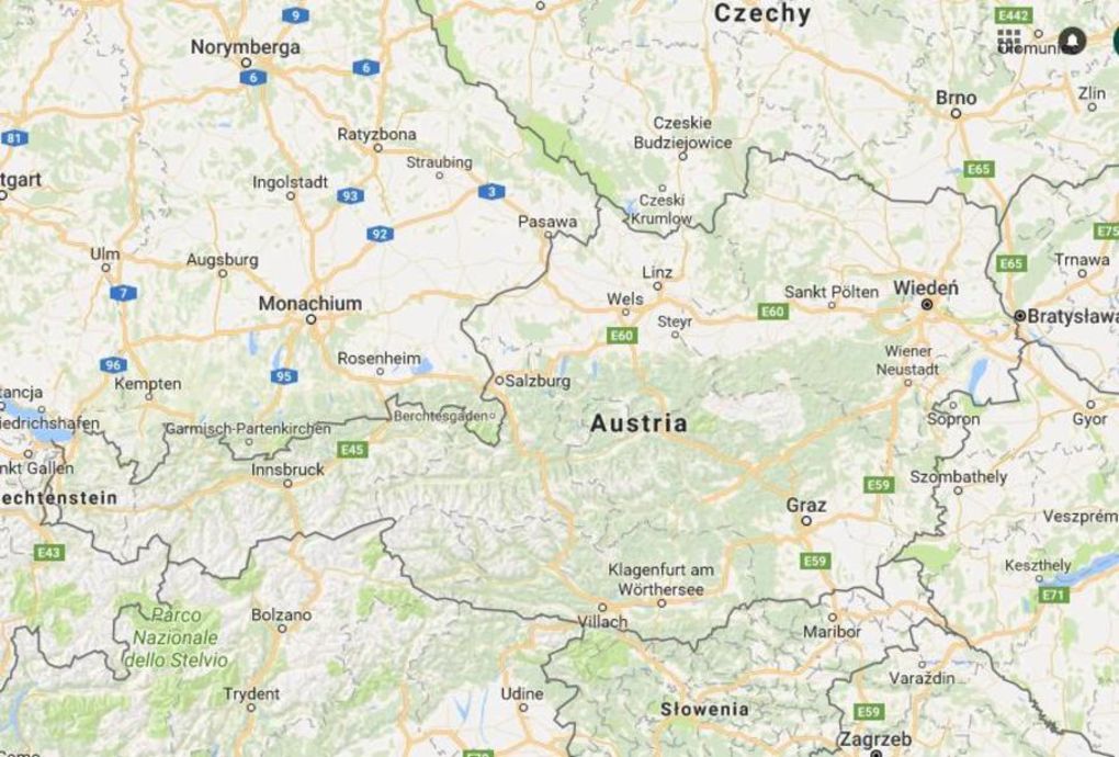 Mapa Austrii Google